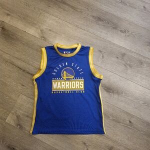 NBA Warriors Kids Blue and Yellow Basketball Jersey Size Boys 10-12